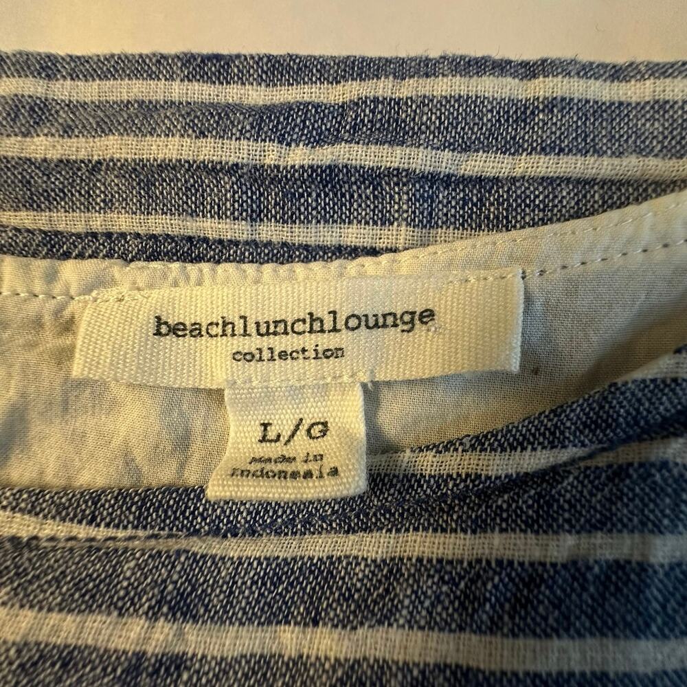 Beachlunchlounge Linen Striped Shift Dress Womens L Blue White Sleeveless - Picture 4 of 9